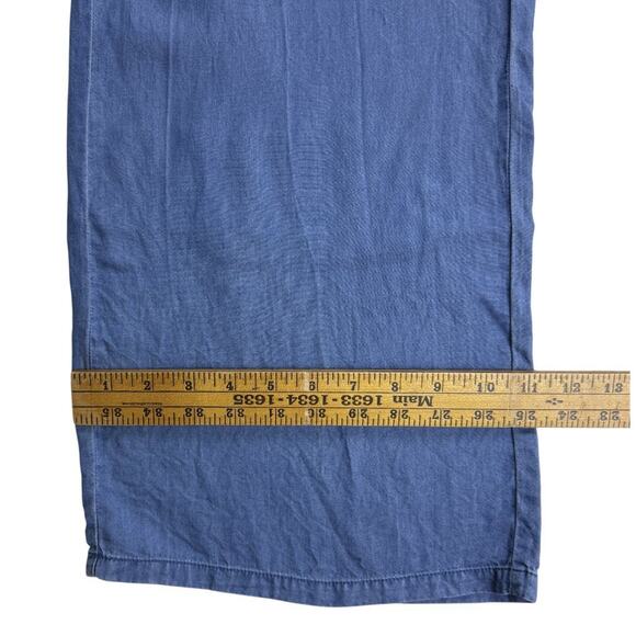 Thread + Supply Paperbag Waist Pants Chambray Blue Large Wide-leg Pull On Pocket - Picture 10 of 10